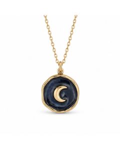Deja Jewels Goudkleurige Dames Ketting met Zwart Maanmedaillon