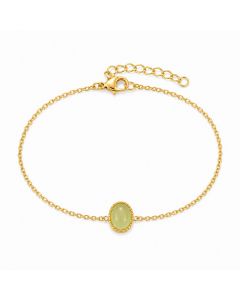 Deja Jewels Goudkleurige Verstelbare Damesarmband met Ovale Groene Steen