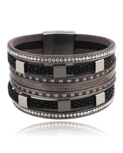 Deja Jewels Meerlaags Armband - Squares Black