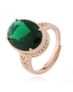 Deja Jewels Damesring - Verstelbaar, Met Grote Ovale Diepgroene Zirkonia Steen