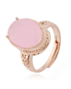 Deja Jewels Damesring - Verstelbaar, Met Grote Ovale Roze Zirkonia Steen