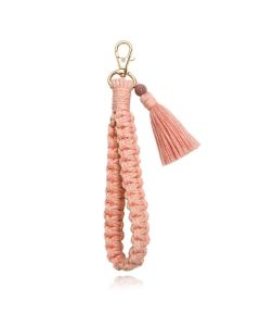 Deja Jewels Macramé Gevlochten Sleutelhanger - Roze