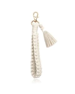 Deja Jewels Macramé Gevlochten Sleutelhanger - Wit