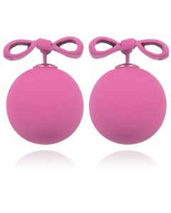 Double Dots oorbellen Strik Roze