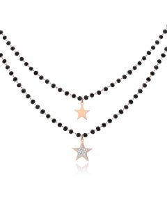 Dubbel Laags Ketting Kristal Kralen  - Stars Rose Gold