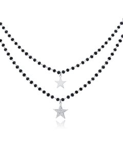 Dubbel Laags Ketting Kristal Kralen  - Stars Silver