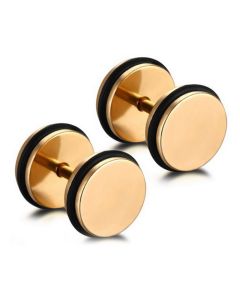 Dumbbell Stud oorbellen Edelstaal Goud