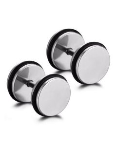 Dumbbell Stud oorbellen Edelstaal Zilver