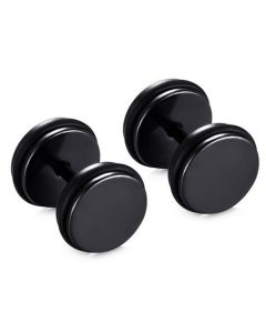 Dumbbell Stud oorbellen Edelstaal Zwart