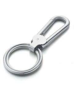 Edelstaal Sleutelhanger Zilverkleurig met Dubbel Ringen