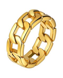 Edelstaal heren ring Cuban Link Goudkleurig