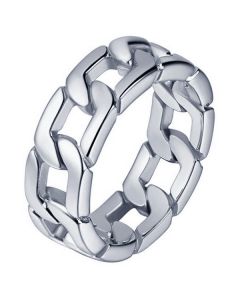Edelstaal heren ring Cuban Link zilverkleurig