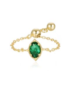 Elenza .925 Zilveren Ring met Smaragdgroene Steen in Marquise-vorm