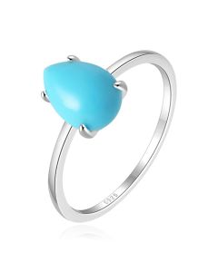 Elenza .925 Zilveren Ring met Turquoise Druppelvormige Steen