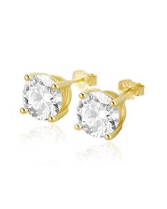 Elenza .925 Zilveren Studs met Gouden Plating en Zirconia – 8mm
