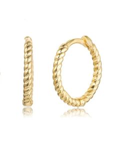 Elenza 925 Zilver Vergulde Gedraaide Oorringen met 18k Gouden Plating