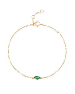 Elenza Armband met Groene Edelsteen in Goudkleurig 925 Sterling Zilver