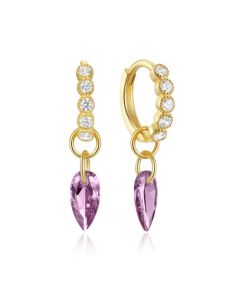 Elenza Gouden Oorbellen met Paarse Zirkonia – Luxe Dames Sieraad