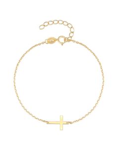 Elenza Goudkleurige 925 Sterling Zilveren Armband met Fijn Kruis