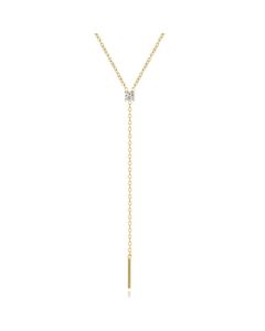 Elenza Goudkleurige 925 Sterling Zilveren Ketting met Zirkonia Hangertje