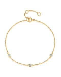 Elenza Goudkleurige Armband met Drie Glinsterende Kristallen