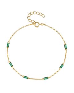 Elenza Goudkleurige Armband met Groene Stenen in 925 Sterling Zilver