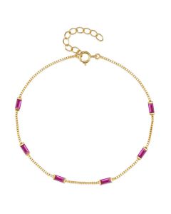 Elenza Goudkleurige Armband met Paarse Stenen in 925 Sterling Zilver