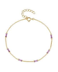 Elenza Goudkleurige Armband met Roze Stenen in 925 Sterling Zilver