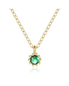 Elenza Goudkleurige Ketting met Groene Zirkonia in 925 Sterling Zilver