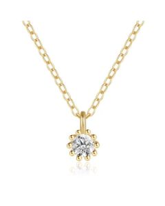 Elenza Goudkleurige Ketting met Heldere Zirkonia in 925 Sterling Zilver