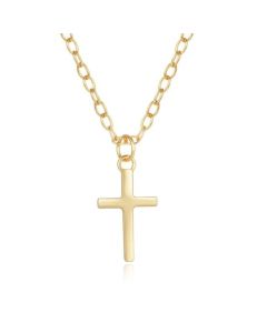 Elenza Goudkleurige Ketting met Klassiek Kruis in 925 Sterling Zilver