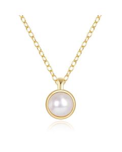 Elenza Goudkleurige Ketting met Parel in 925 Sterling Zilver