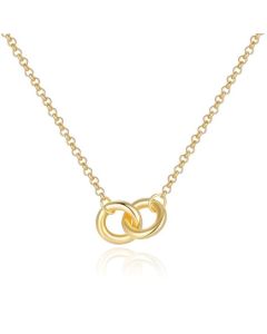Elenza Goudkleurige Ketting met Twee Verweven Cirkelvormen in 925 Sterling Zilver