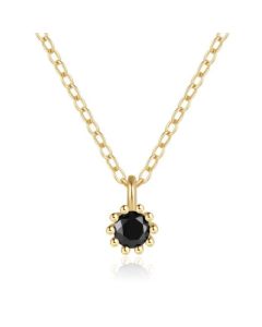 Elenza Goudkleurige Ketting met Zwarte Zirkonia in 925 Sterling Zilver