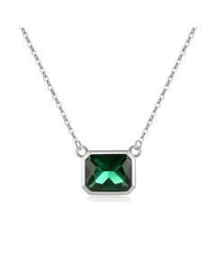 Elenza Smaragd CZ Ketting in 925 Zilver