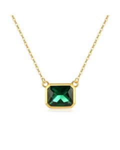 Elenza Smaragd CZ Ketting in 925 Zilver met 18k Gouden Plating