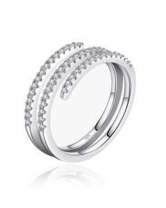 Elenza Sterling .925 Zilveren Dubbele Band Ring met Zirkonia