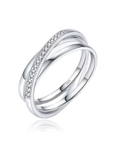 Elenza Sterling .925 Zilveren Dubbele Ring met Zirkonia