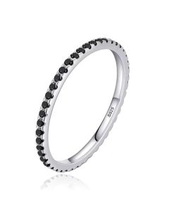Elenza Sterling .925 Zilveren Eternity Ring met Zwarte Zirkonia