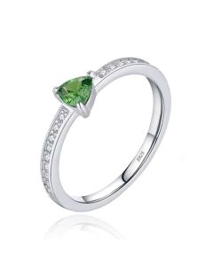 Elenza Sterling .925 Zilveren Ring met Groene Driehoekige Steen en Zirkonia