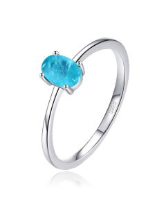 Elenza Sterling .925 Zilveren Ring met Ovale Blauwe Steen