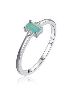 Elenza Sterling .925 Zilveren Ring met Smaragdgroene Steen en Zirkonia