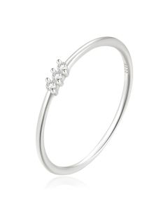 Elenza Thin .925 Zilveren Ring met Drie Zirconia's – 1mm