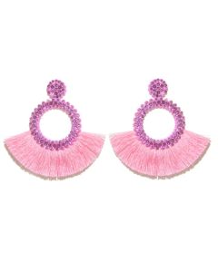 Fringe Oorbellen met Roze Strass van Cilla Jewels