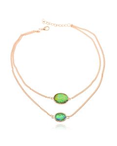 Gelaagde goudkleurige verstelbare Boho stijl ketting met groene stenen