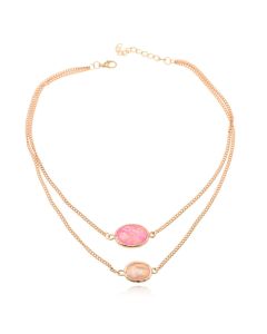 Gelaagde goudkleurige verstelbare Boho stijl ketting met roze stenen