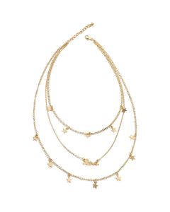 Gelaagde dames ketting goudkleurig Love Stars