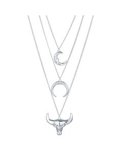 Gelaagde dames ketting LGT Jewels Bull Moon Zilverkleurig