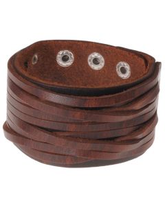 Gesneden bruine leren heren armband