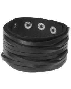 Gesneden zwarte leren heren armband